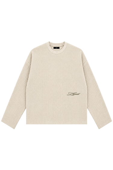 LOUD Art Dealer Waffle Long Sleeve - Ecru – front | LOUD streetwear