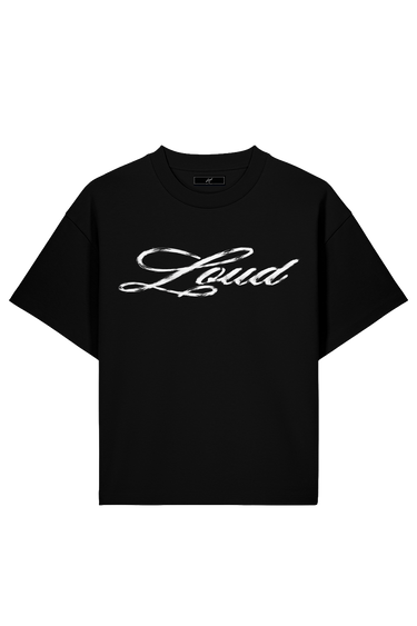 LOUD Painted Script T-Shirt - Black – front | LOUD streetwear