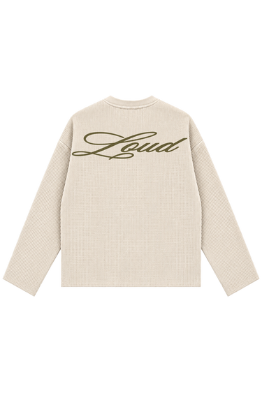 LOUD Art Dealer Waffle Long Sleeve - Ecru – back | LOUD streetwear