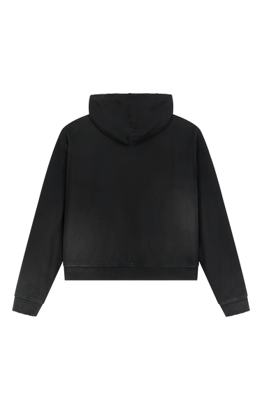 LOUD Washed Black Distressed Zip Hoodie - Live Look Loud
