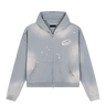LOUD Washed Blue Distressed Zip Hoodie - Live Look Loud